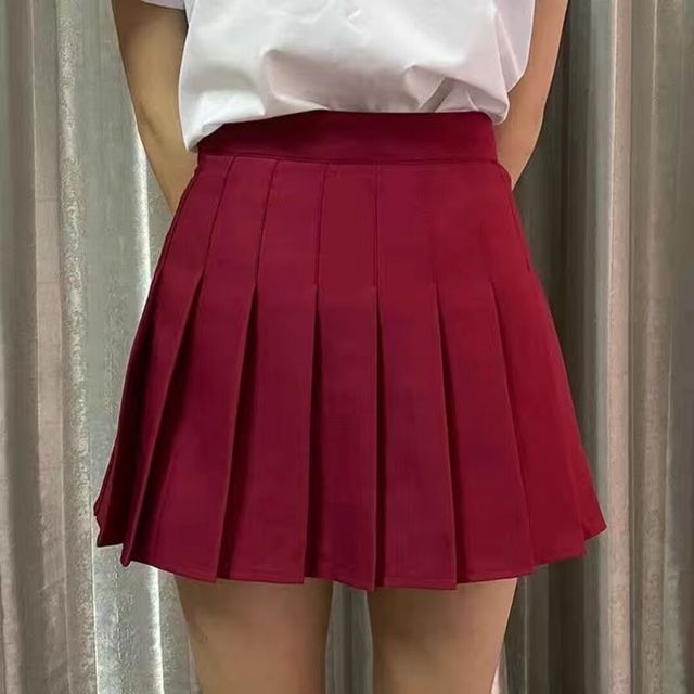 Mini jupe plissée taille haute